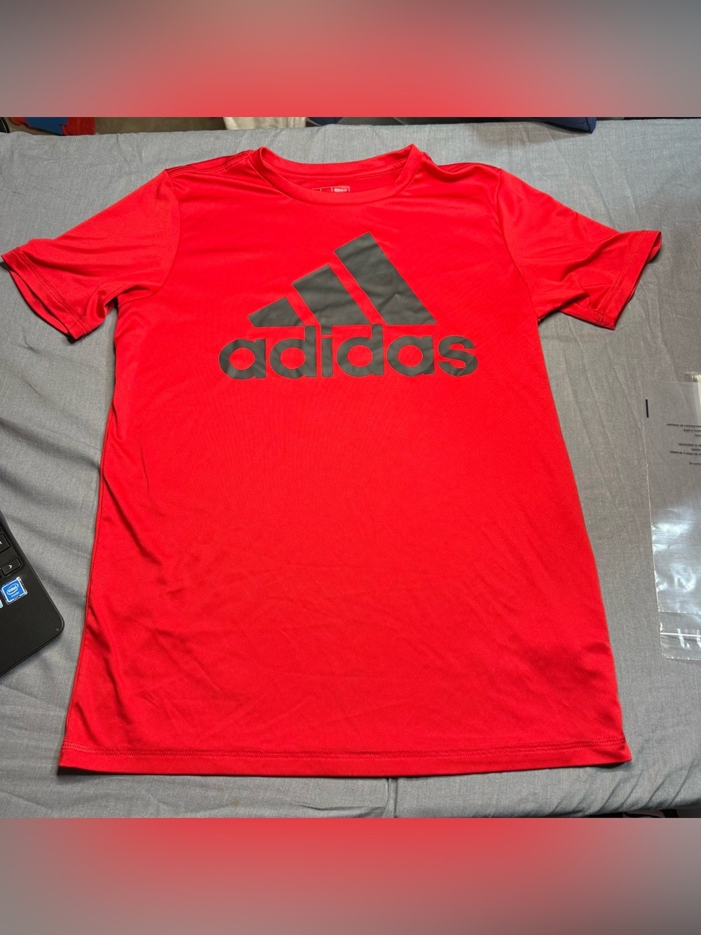 adidas Red Short Sleeve Tee with Black Logo